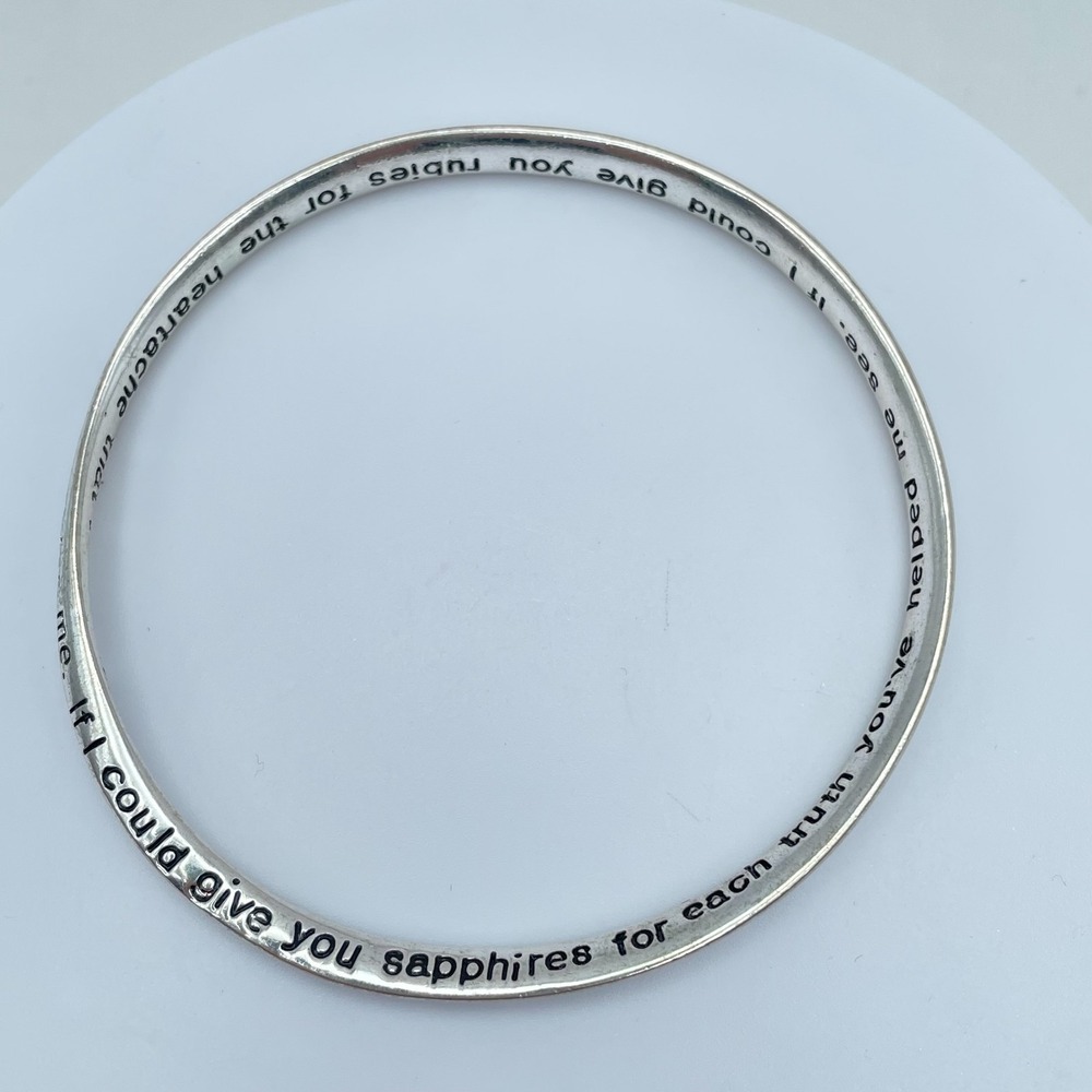 Silver-Tone Engraved Text "St. Francis Prayer" Mobius Strip Inscription Bangle